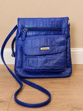 Koltov Blue Croc Embossed Crossbody Bag